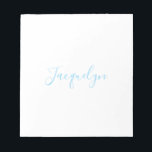 White Blue Schlicht Elegante Moderne Kalligraphie  Notizblock<br><div class="desc">Erleben Sie dieses moderne,  elegante Design. Diese Vorlage kann an alle beruflichen Beruf angepasst werden.</div>