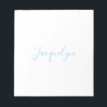 White Blue Schlicht Elegante Moderne Kalligraphie  Notizblock<br><div class="desc">Erleben Sie dieses moderne,  elegante Design. Diese Vorlage kann an alle beruflichen Beruf angepasst werden.</div>