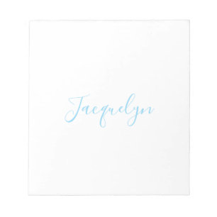 White Blue Schlicht Elegante Moderne Kalligraphie  Notizblock