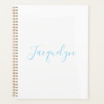 White Blue Schlicht Elegante Moderne Kalligraphie Planer<br><div class="desc">Erleben Sie dieses moderne, elegante Design. Diese Vorlage kann an alle beruflichen Beruf angepasst werden.</div>