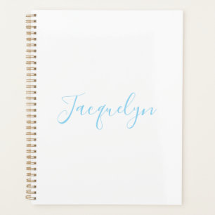 White Blue Schlicht Elegante Moderne Kalligraphie Planer