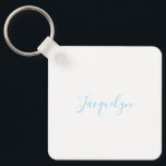White Blue Schlicht Elegante Moderne Kalligraphie  Schlüsselanhänger<br><div class="desc">Erleben Sie dieses moderne,  elegante Design. Diese Vorlage kann an alle beruflichen Beruf angepasst werden.</div>