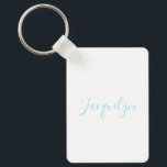 White Blue Schlicht Elegante Moderne Kalligraphie  Schlüsselanhänger<br><div class="desc">Erleben Sie dieses moderne,  elegante Design. Diese Vorlage kann an alle beruflichen Beruf angepasst werden.</div>