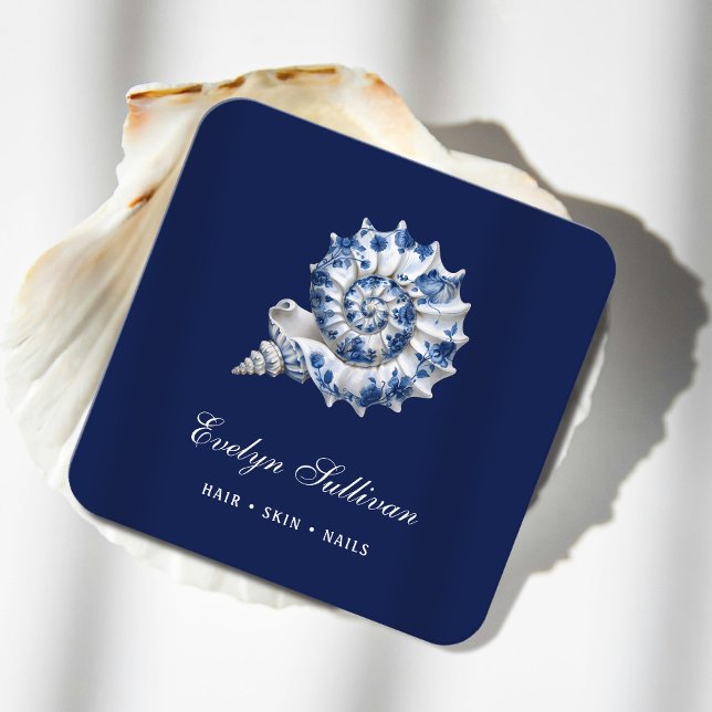 White blue seashell logo Visitenkarte (Von Creator hochgeladen)