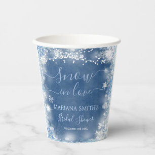 White Blue Snow in Liebe Snowflake Brautparty Pappbecher