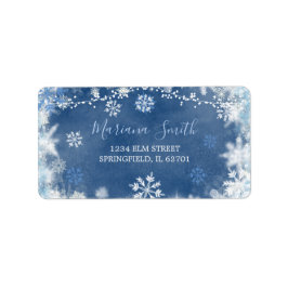 White Blue Snowflake Brautparty Address Label Adressaufkleber