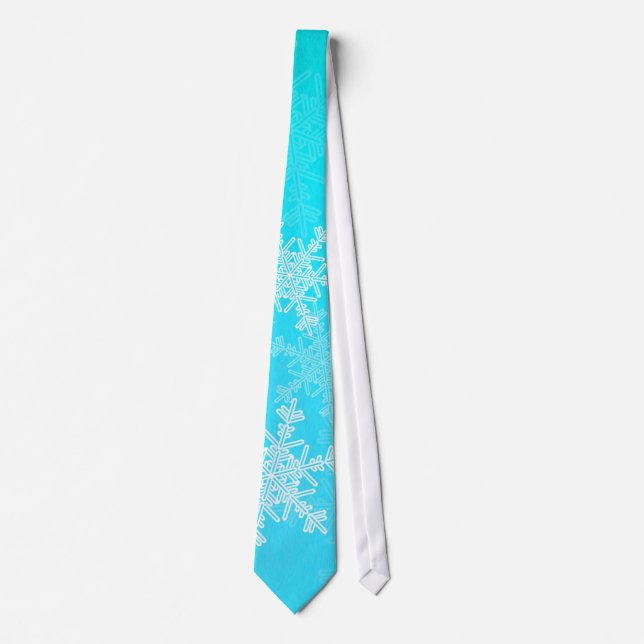 White Blue Snowflakes Minimalistischer Weihnachtsn Krawatte (Vorderseite)