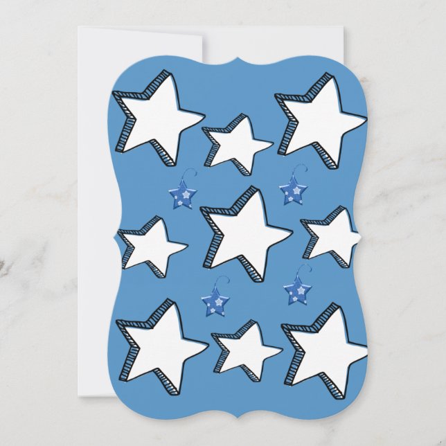 White Blue Stars Flat Grußkarte Karte (Vorderseite)