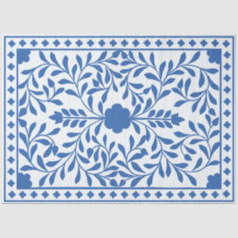 White Blue Traditional Bone Inlay Decoupage Paper Seidenpapier