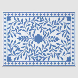 White Blue Traditional Bone Inlay Decoupage Paper Seidenpapier