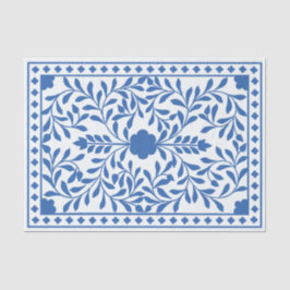 White Blue Traditional Bone Inlay Decoupage Paper Seidenpapier