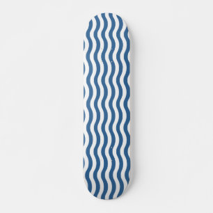 White Blue Wave Navy pattern Customize background Skateboard