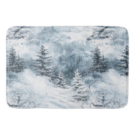 White Blue Weihnachtsbaumen Winterschnee Badematte
