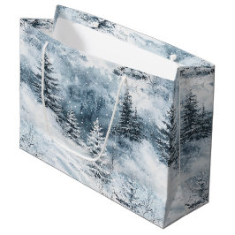 White Blue Weihnachtsbaumen Winterschnee Große Geschenktüte