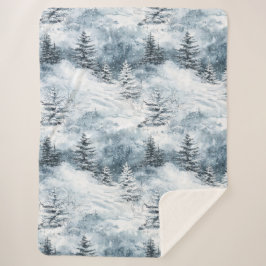 White Blue Weihnachtsbaumen Winterschnee Sherpadecke