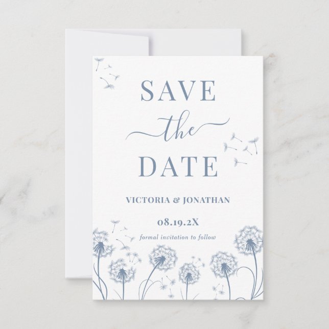 White Blue Wildblume Boho Wedding Save The Date (Vorderseite)