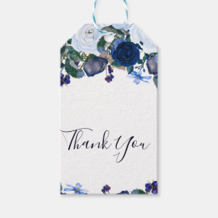 White & Blue Winter Floral Bouquet Chic Wedding Geschenkanhänger