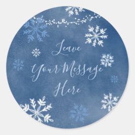 White Blue Winter Snowflake Liebe Hier Ihre Nachri Runder Aufkleber