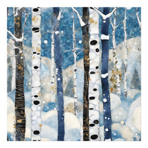 White Blue Winter Woods Fotodruck