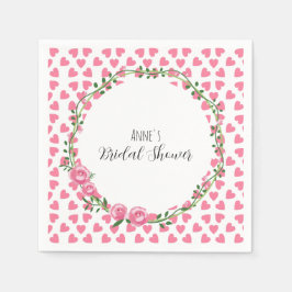White Blume and heart Brautparty Paper Napkin Serviette