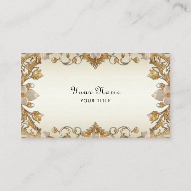 White Blume Decorative Gold Business Card Visitenkarte (Vorderseite)