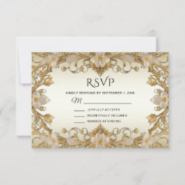 White Blume Decorative Gold RSVP Card Karte