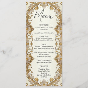 White Blume Decorative Gold Wedding Menü Menükarte