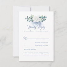 White Blume Dusty Blue Wedding RSVP