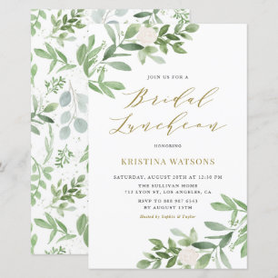 White Blume & Greenery Bridal Luncheon Einladung
