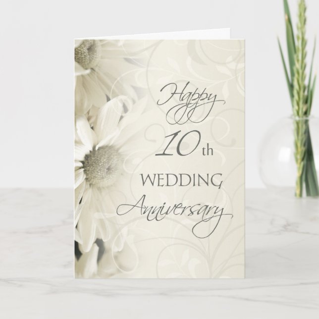 White Blume Happy 10 th Wedding Anniversary Card Karte (Vorderseite)