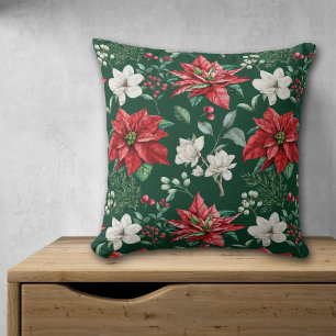 White Blume Red Poinsettia Weihnachtsmuster Kissen