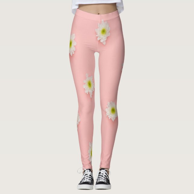 White Blume Trendy Leggings (Vorderseite)