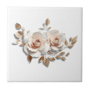 White Blush 3 D Blume Fliese