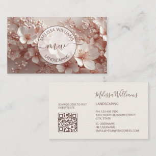 White Blush 3D Blumen Logo Initialen Visitenkarte