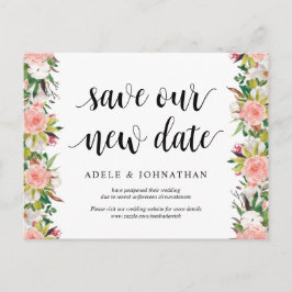 White Blush Florals, Rett unser neues Datum, versc Postkarte