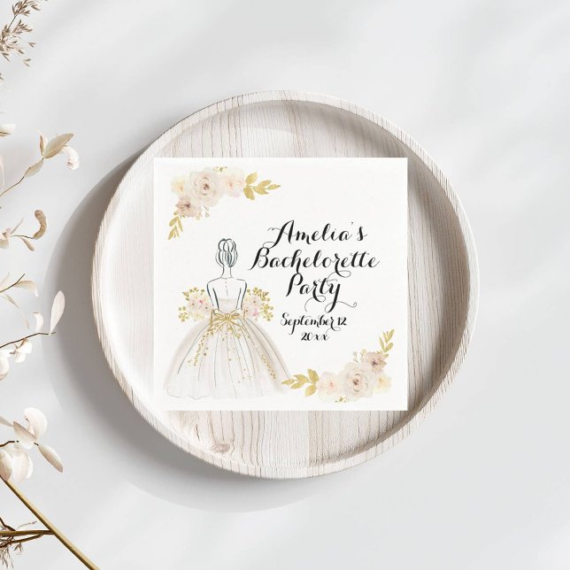 White Blush Gold Glitzer Dress Junggeselinnen-Absc Serviette (Von Creator hochgeladen)