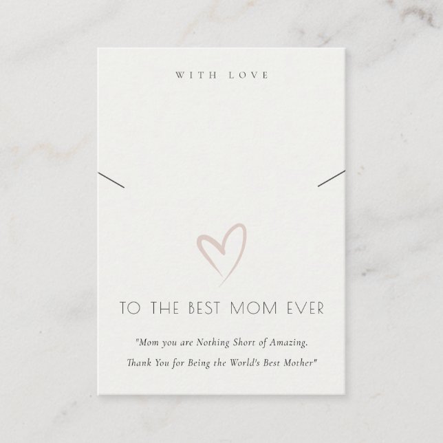 WHITE BLUSH HEART BEST MAMA GIFT NECKLACE DISPLAY PLATZKARTE (Vorderseite)