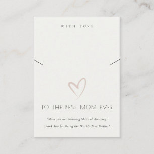 WHITE BLUSH HEART BEST MAMA GIFT NECKLACE DISPLAY PLATZKARTE
