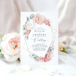 White Blush Peach and Dusty Rose Floral Wedding Einladung<br><div class="desc">Elegant romantic soft pastel flowers wedding invitations</div>