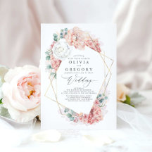 White Blush Peach and Dusty Rose Floral Wedding