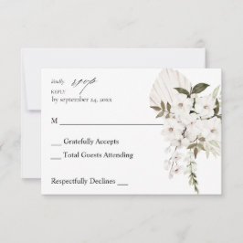 White Boho Floral ni Mahlzeiten UAWG RSVP Karte