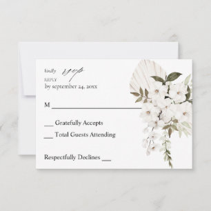 White Boho Floral ni Mahlzeiten UAWG RSVP Karte