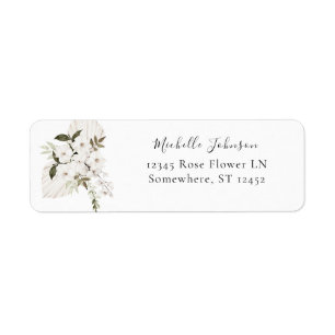White Boho Floral Rücksendeadresse