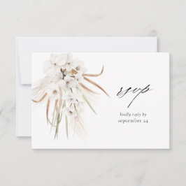 White Boho Floral w Meal RSVP Karte 2