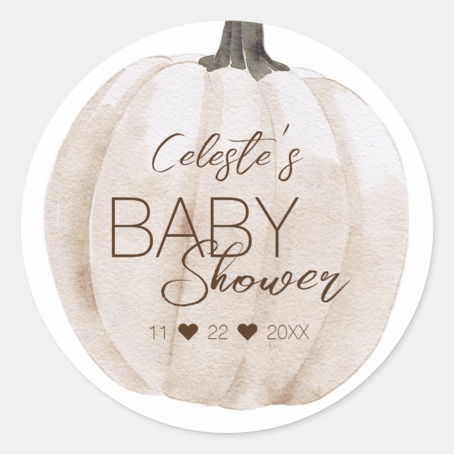 White Boho Pumpkin Baby Dusche Umschlag Aufkleber (Vorderseite)