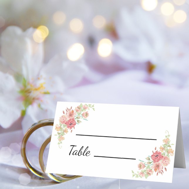 White Boho Wassercolor Blume Hochzeit Platzkarten (Von Creator hochgeladen)