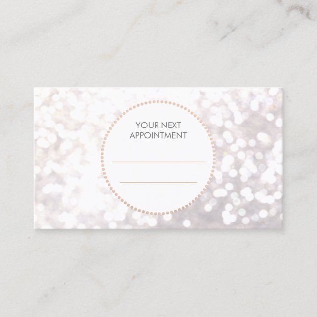 White Bokeh Gold Sequin Hair Salon Ernennung Terminkarte (Vorderseite)
