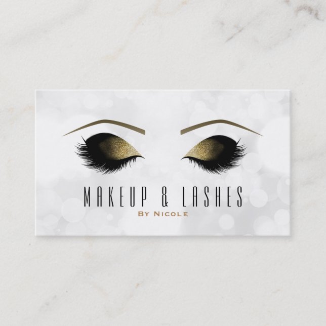 White Bokeh Lights Makeup Eyelashes Beauty Wellnes Visitenkarte (Vorderseite)