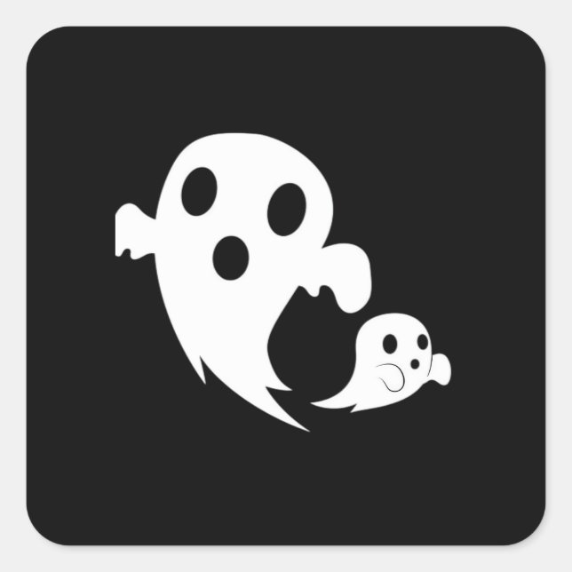 White Boo Quadratischer Aufkleber (Vorderseite)