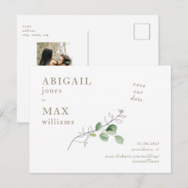 White Botanical Foto Wedding Rettete unser Datum I Postkarte